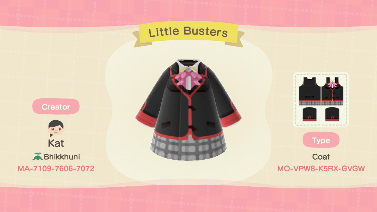 Animal Crossing Design Code: MO-VPW8-K5RX-GVGW Little Busters