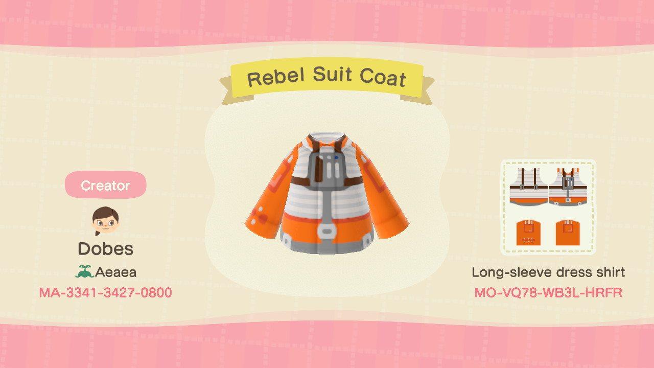 Animal Crossing Design Code: MO-VQ78-WB3L-HRFR Rebel Suit Coat