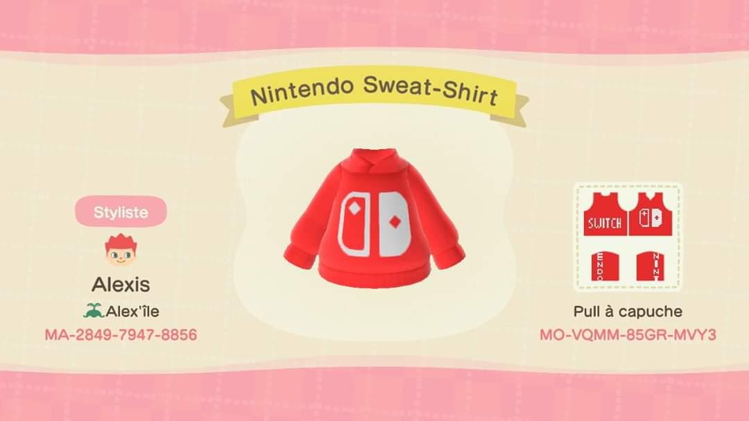 Animal Crossing Design Code: MO-VQMM-85GR-MVY3 Nintendo Sweat-Shirt