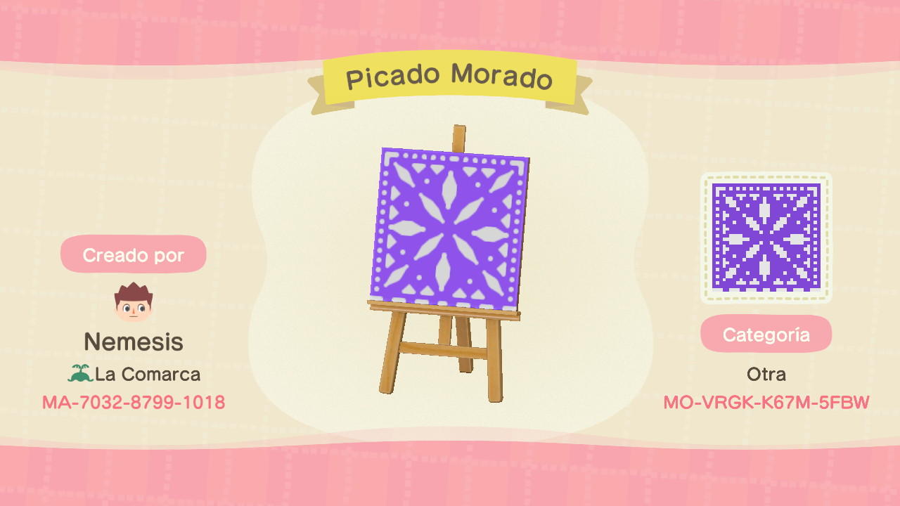 Animal Crossing Design Code: MO-VRGK-K67M-5FBW Picado Morado