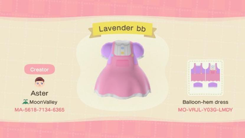 Animal Crossing Design Code: MO-VRJL-Y03G-LMDY Lavender BB
