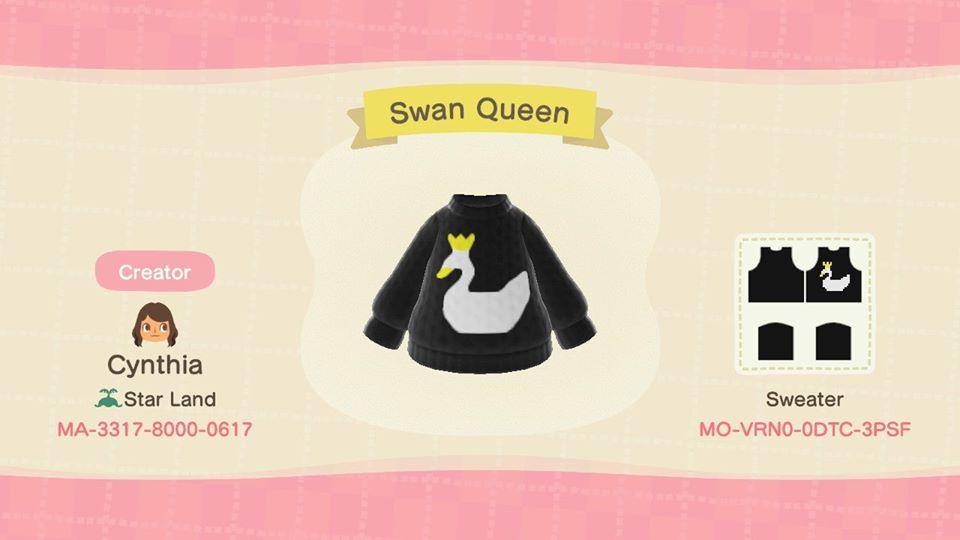 Animal Crossing Design Code: MO-VRN0-0DTC-3PSF Swan Queen