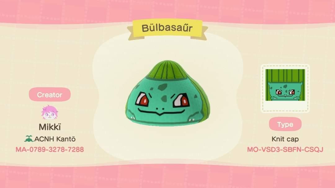 Animal Crossing Design Code: MO-VSD3-SBFN-CSQJ Bulbasaur