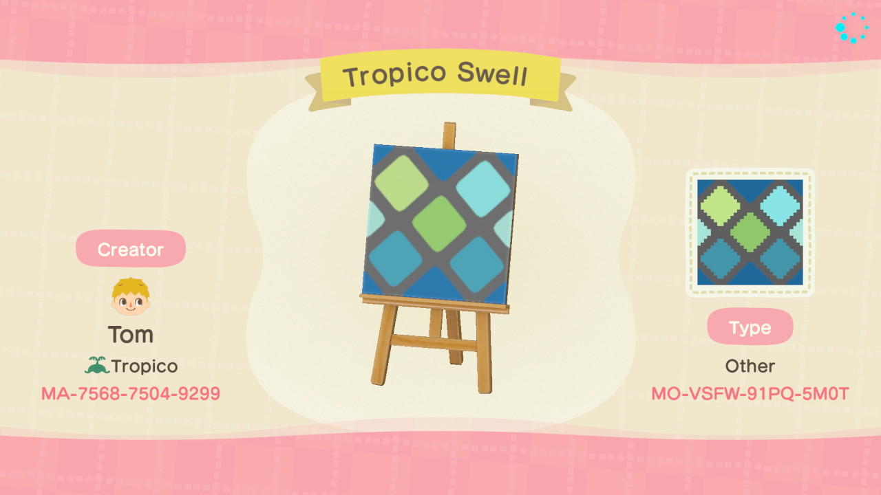 Animal Crossing Design Code: MO-VSFW-91PQ-5M0T Tropico Swell
