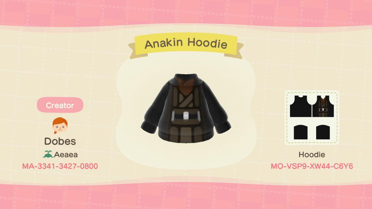 Animal Crossing Design Code: MO-VSP9-XW44-C6Y6 Anakin Hoodie