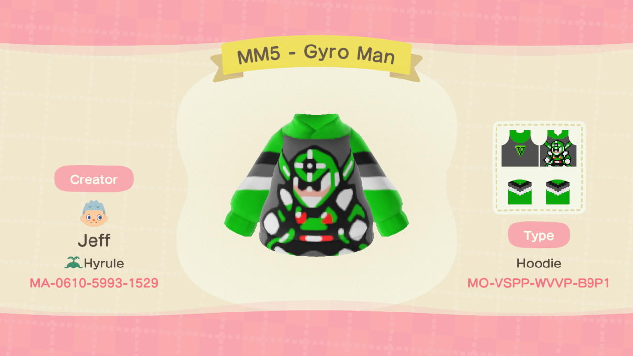 Animal Crossing Design Code: MO-VSPP-WVVP-B9P1 MM5 - Gyro Man