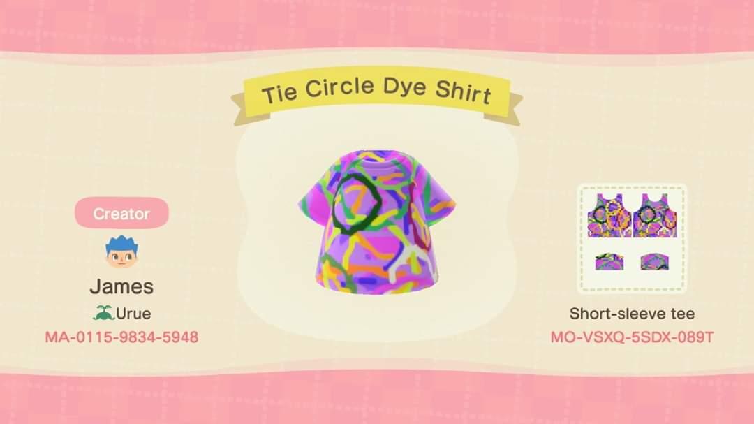 Animal Crossing Design Code: MO-VSXQ-5SDX-089T Tie Circle Dye Shirt