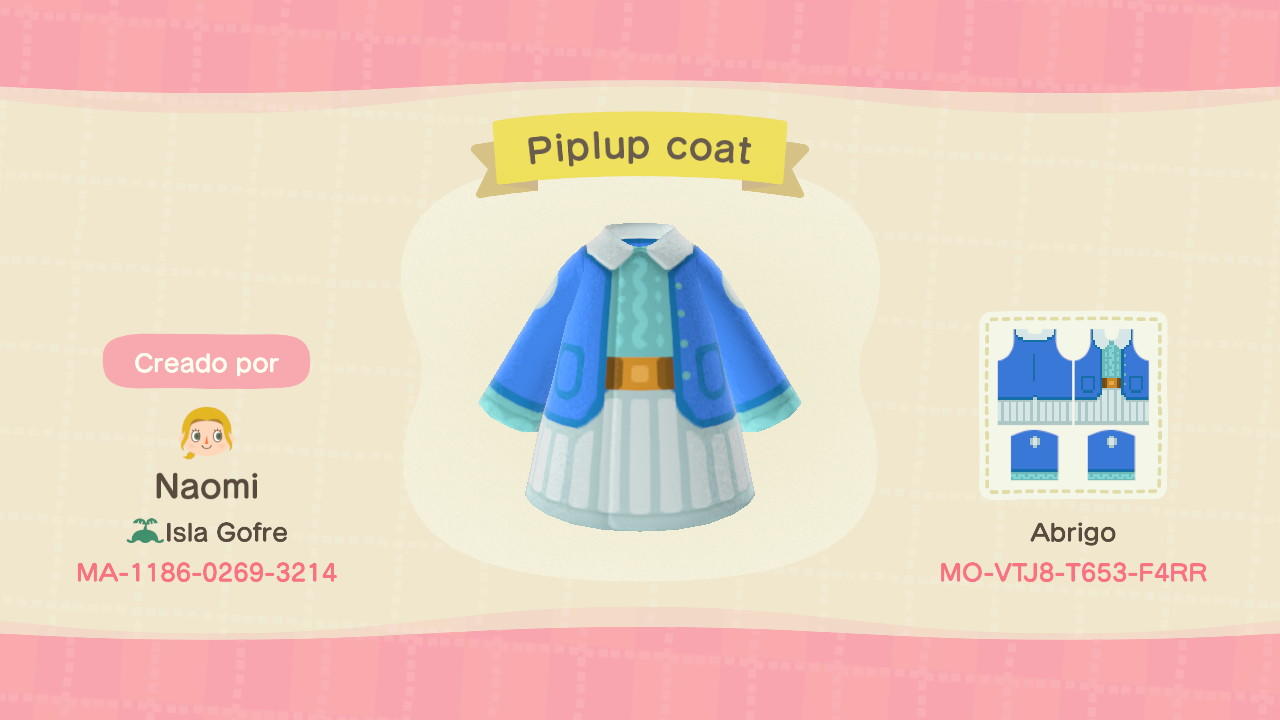 Animal Crossing Design Code: MO-VTJ8-T653-F4RR Piplup coat