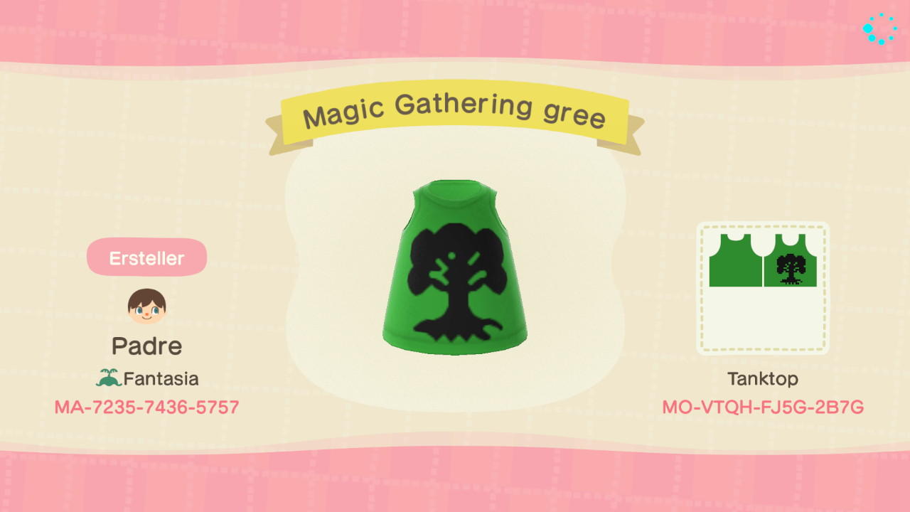 Animal Crossing Design Code: MO-VTQH-FJ5G-2B7G Magic The Gathering