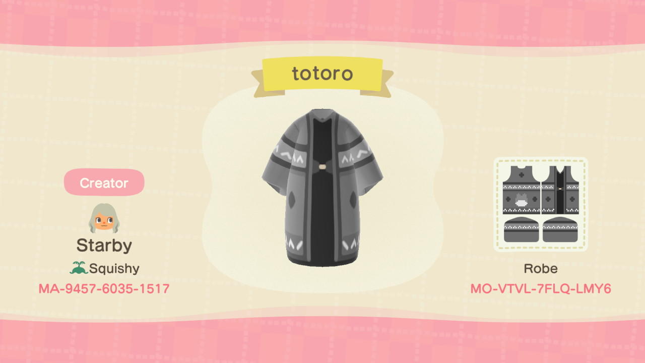 Animal Crossing Design Code: MO-VTVL-7FLQ-LMY6 Totoro
