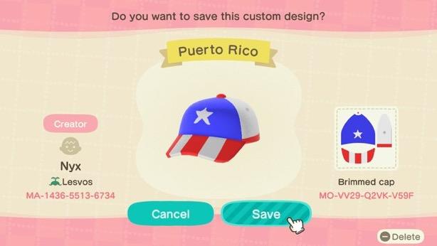 Animal Crossing Design Code: MO-VV29-Q2VK-V59F Puerto Rico