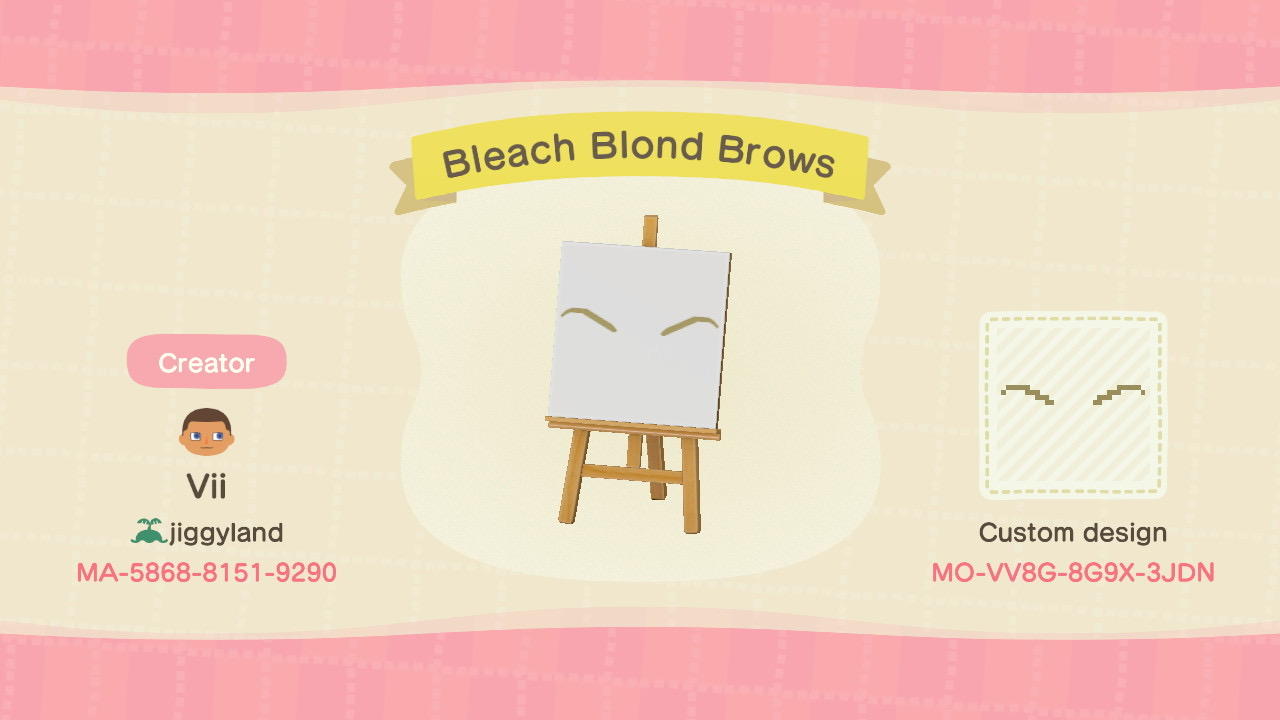 Animal Crossing Design Code: MO-VV8G-8G9X-3JDN “Luxord” Brows