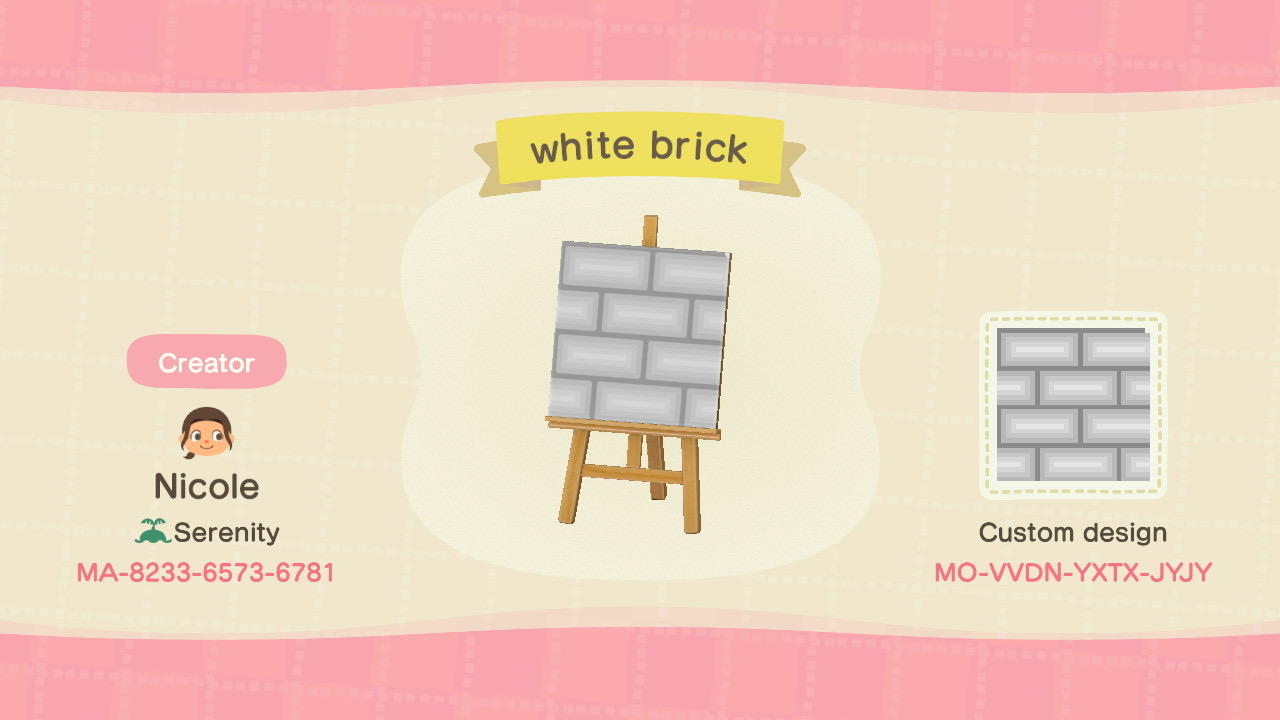 Animal Crossing Design Code: MO-VVDN-YXTX-JYJY White Brick Path