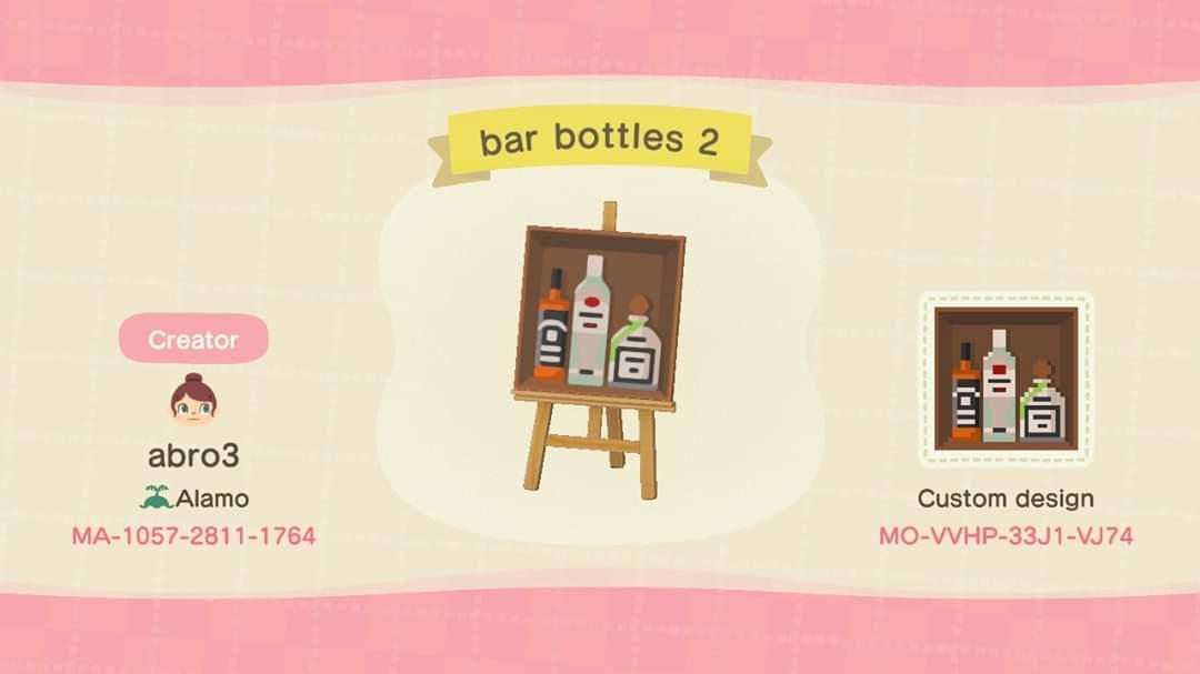Animal Crossing Design Code: MO-VVHP-33J1-VJ74 bar bottles 2