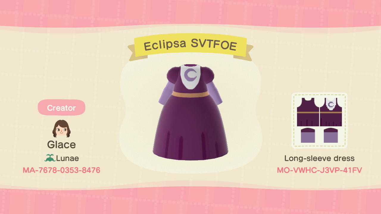 Animal Crossing Design Code: MO-VWHC-J3VP-41FV Queen Eclipsa