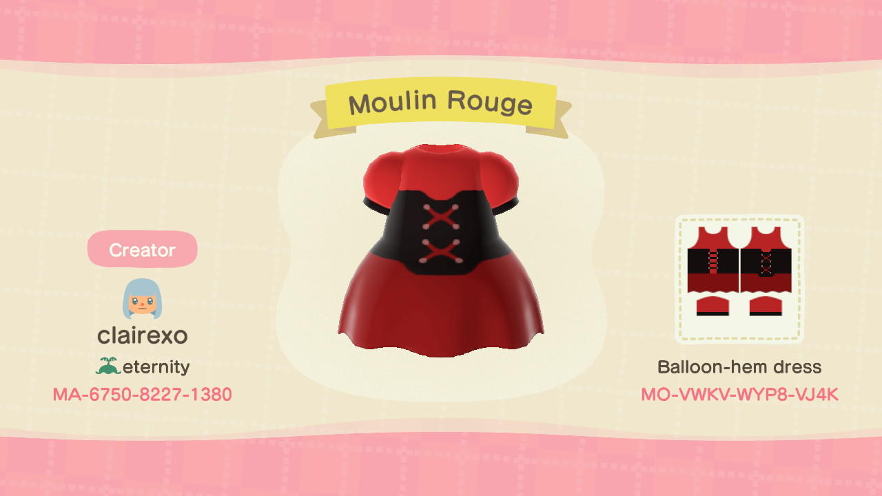 Animal Crossing Design Code: MO-VWKV-WYP8-VJ4K MoulinRouge