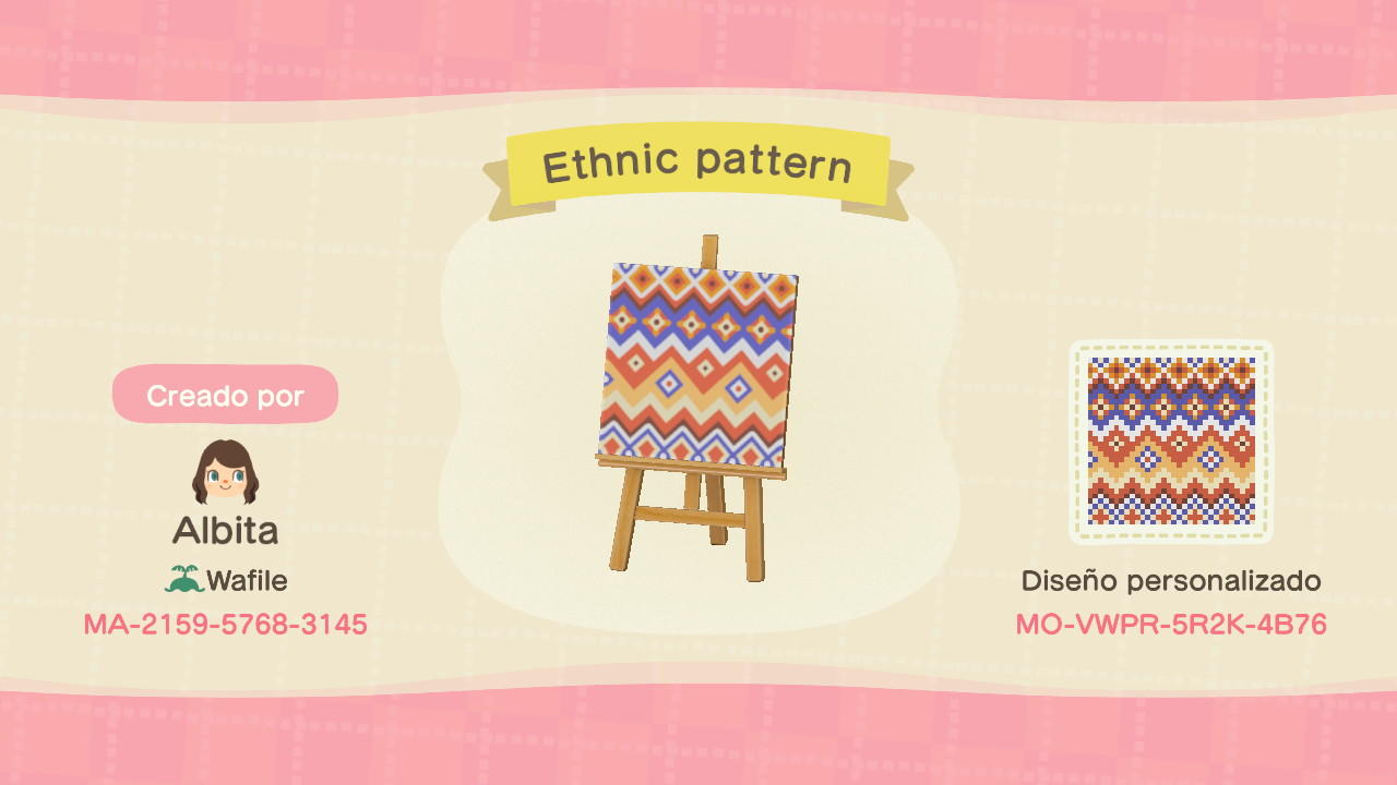 Animal Crossing Design Code: MO-VWPR-5R2K-4B76 Ethnic pattern