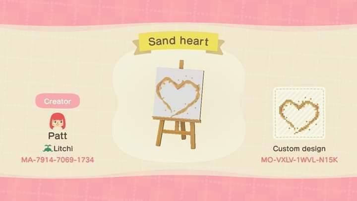 Animal Crossing Design Code: MO-VXLV-1WVL-N15K Sand heart