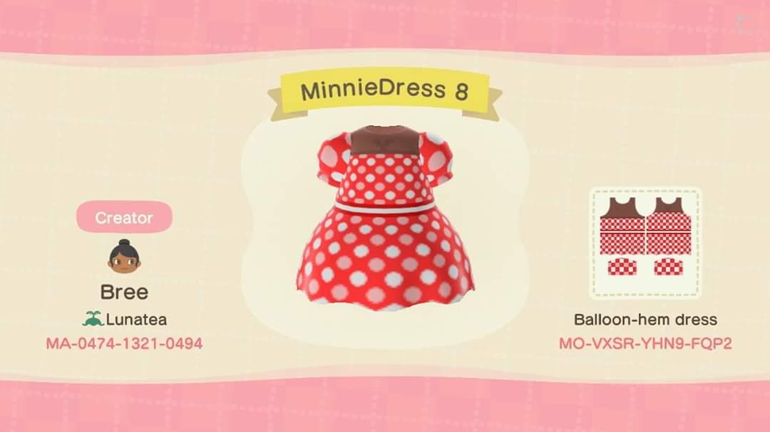 Animal Crossing Design Code: MO-VXSR-YHN9-FQP2 MinnieDress