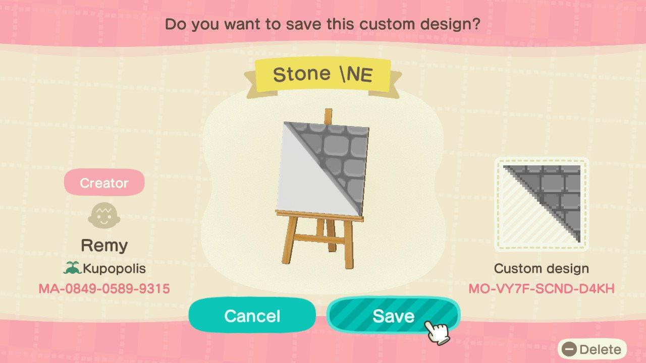 Animal Crossing Design Code: MO-VY7F-SCND-D4KH Stone dNE
