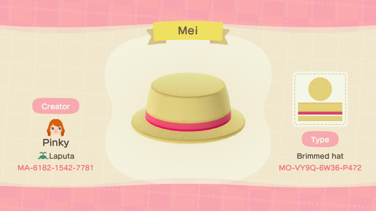 Animal Crossing Design Code: MO-VY9Q-6W36-P472 Mei