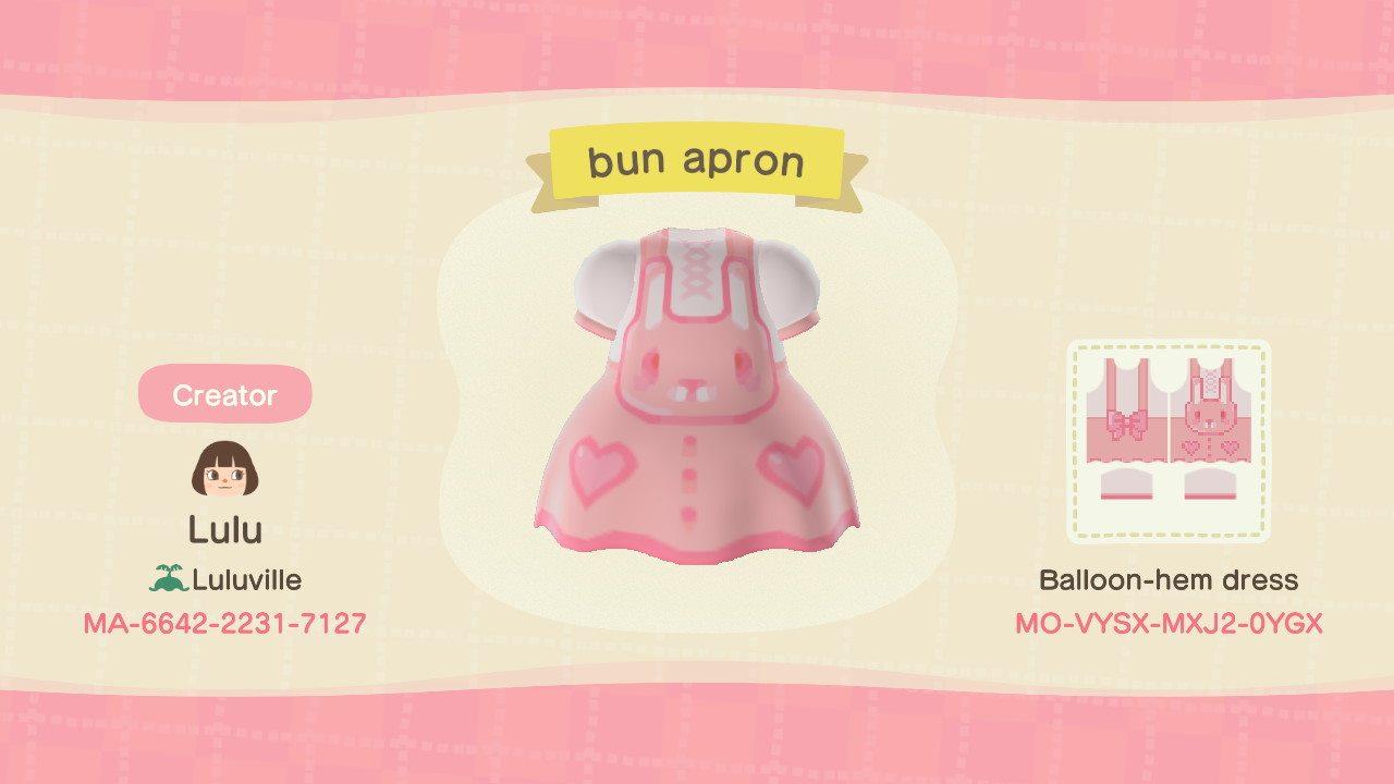 Animal Crossing Design Code: MO-VYSX-MXJ2-0YGX bun apron