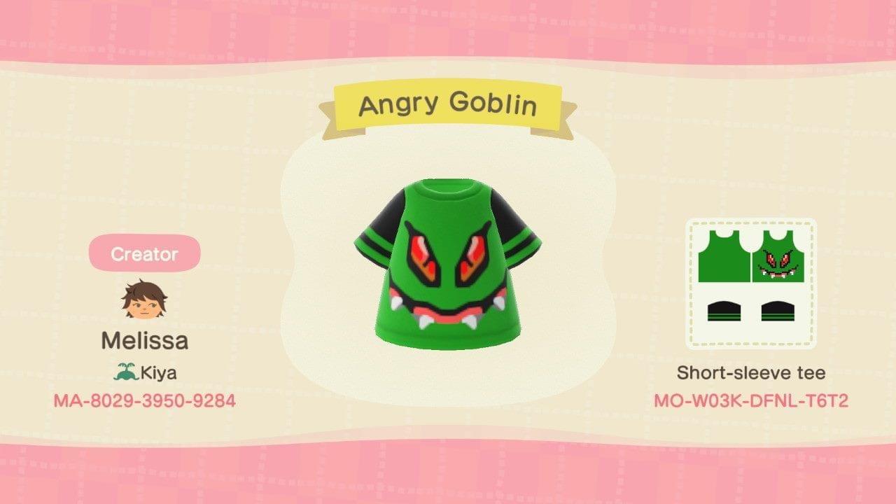 Animal Crossing Design Code: MO-W03K-DFNL-T6T2 Angry Goblin