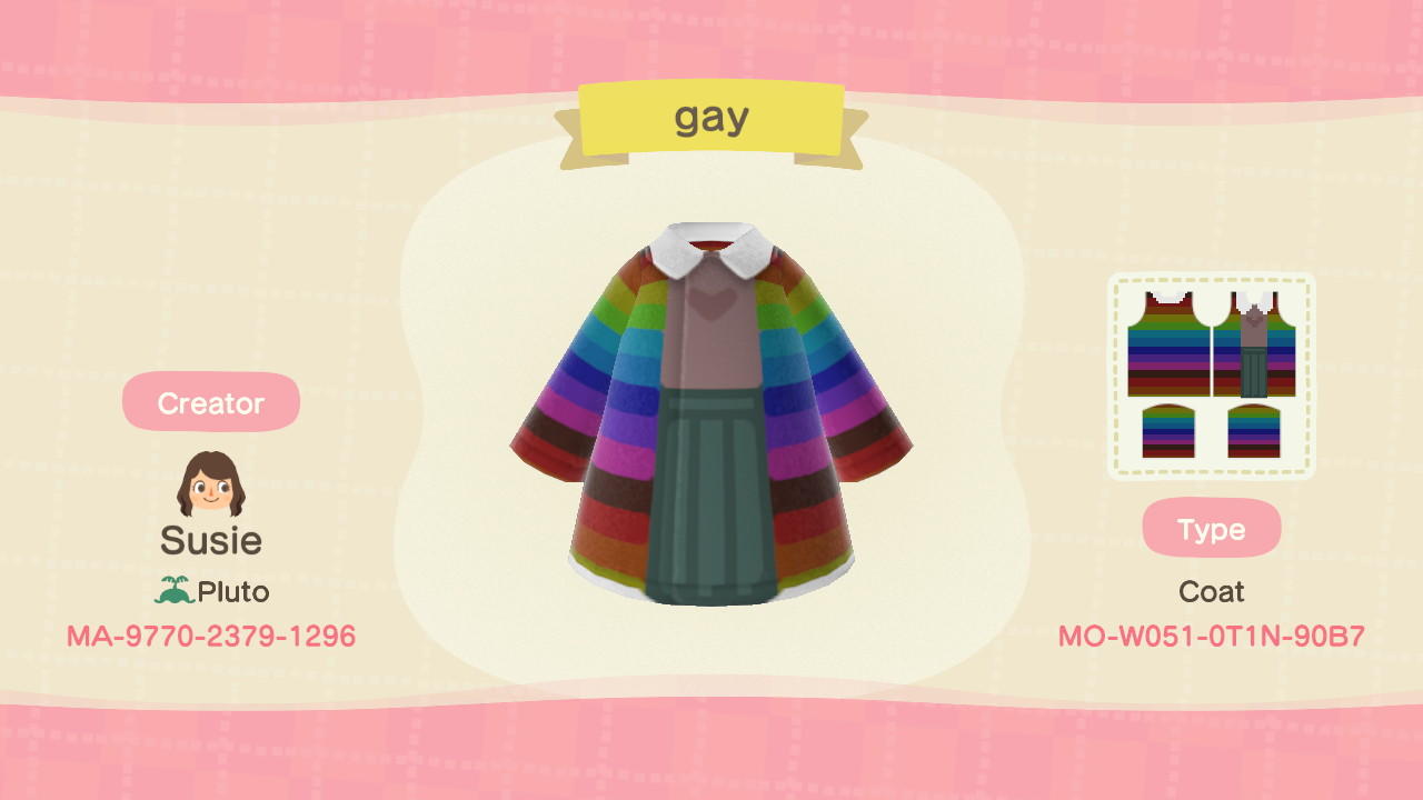 Animal Crossing Design Code: MO-W051-0T1N-90B7 Gay