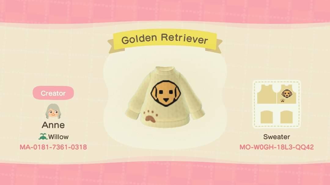 Animal Crossing Design Code: MO-W0GH-18L3-QQ42 Golden Retriever