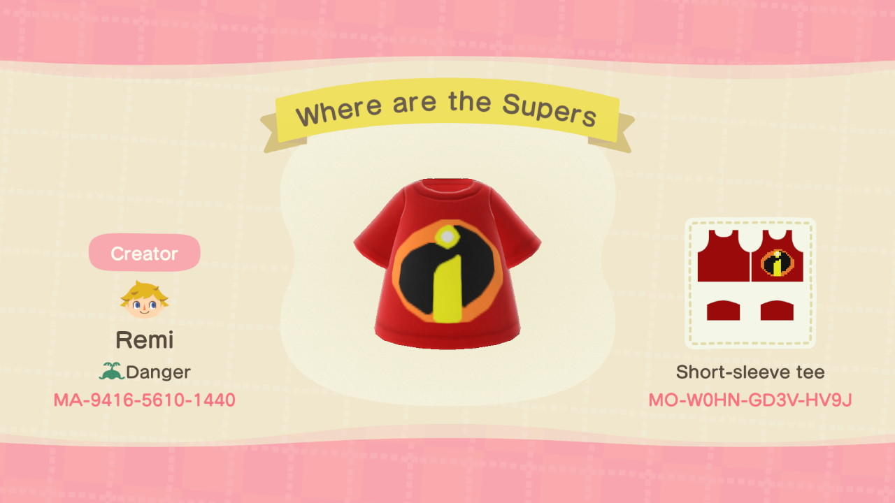Animal Crossing Design Code: MO-W0HN-GD3V-HV9J Where are the Supers