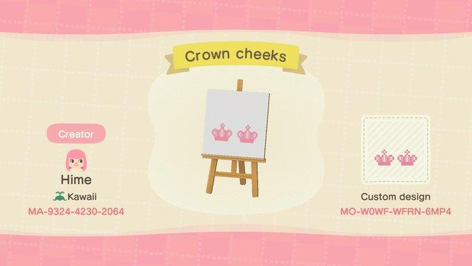Animal Crossing Design Code: MO-W0WF-WFRN-6MP4 Crown cheeks