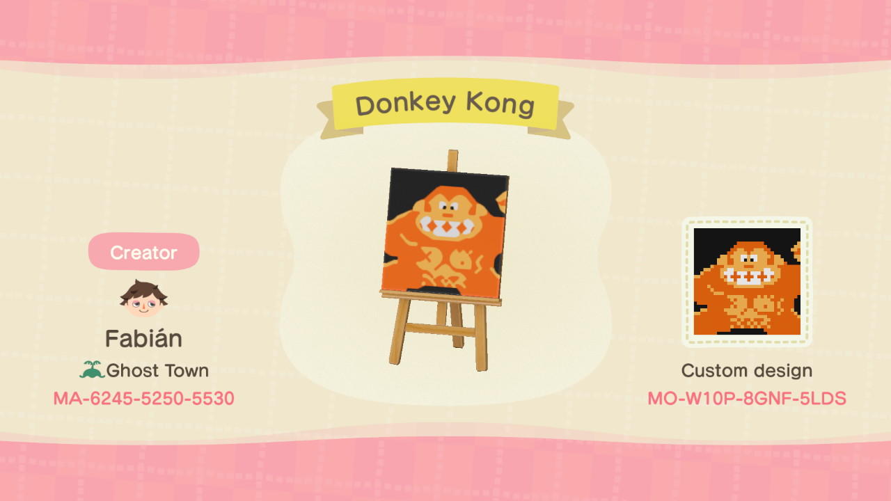 Animal Crossing Design Code: MO-W10P-8GNF-5LDS Donkeu Kong