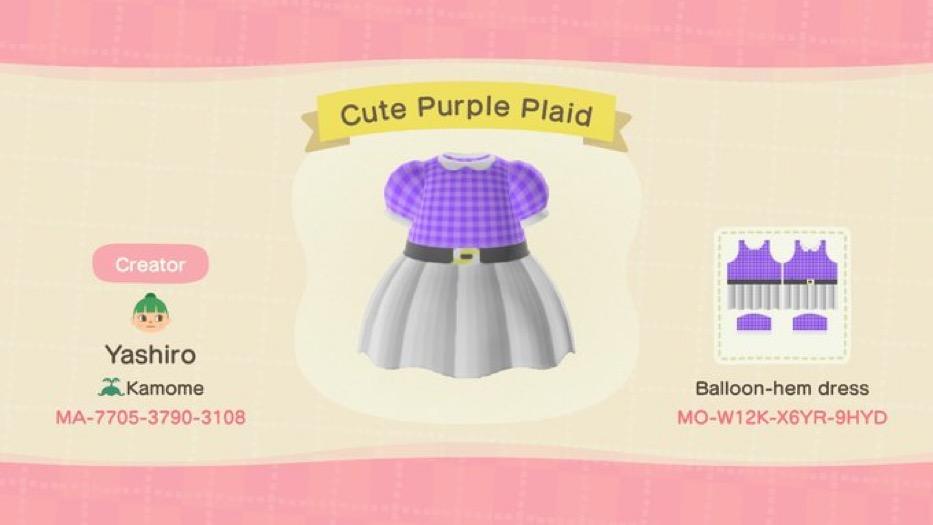 Animal Crossing Design Code: MO-W12K-X6YR-9HYD Cute Purple Plaid
