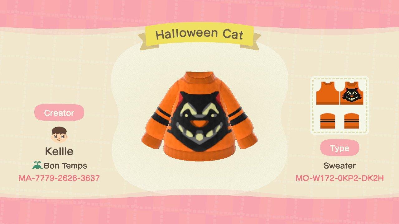 Animal Crossing Design Code: MO-W172-0KP2-DK2H Halloween Cat
