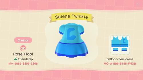 Animal Crossing Design Code: MO-W1BB-BT95-FNDB Selena Twinkle