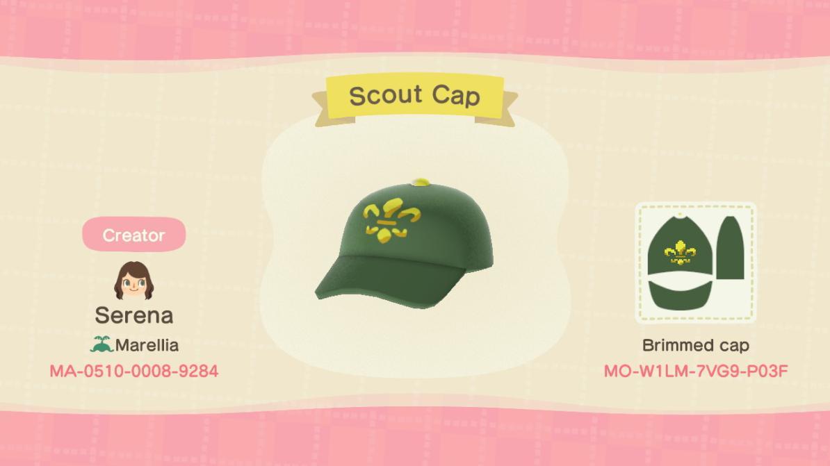 Animal Crossing Design Code: MO-W1LM-7VG9-P03F Scout Cap