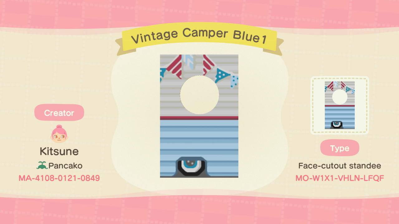 Animal Crossing Design Code: MO-W1X1-VHLN-LFQF Vintage Camper Blue1