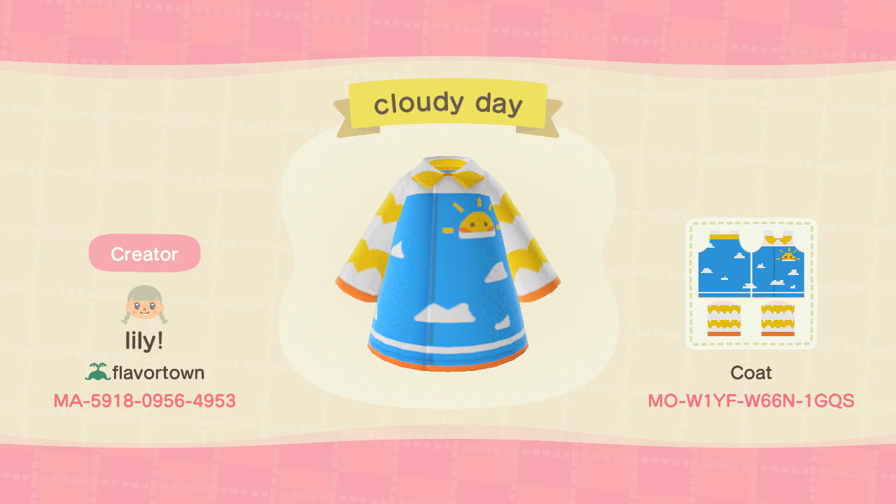 Animal Crossing Design Code: MO-W1YF-W66N-1GQS Cloudy Day