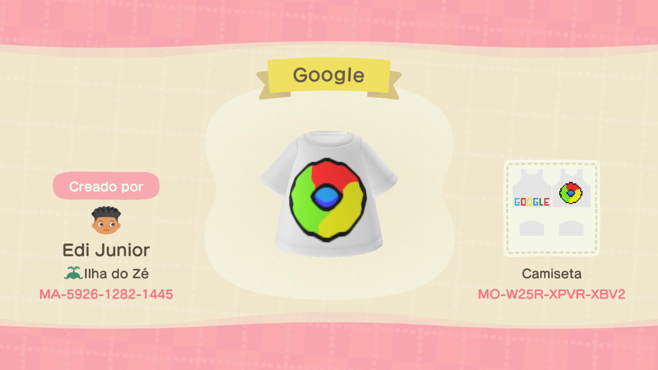 Animal Crossing Design Code: MO-W25R-XPVR-XBV2 GOOGLE