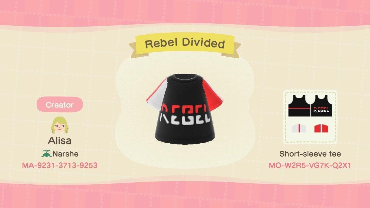 Animal Crossing Design Code: MO-W2R5-VG7K-Q2X1 Rebel Divided