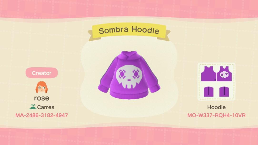 Animal Crossing Design Code: MO-W337-RQH4-10VR Sombra Hoodie