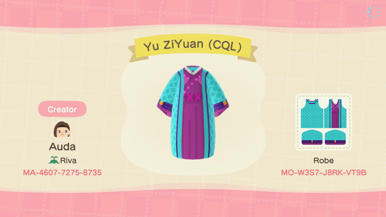 Animal Crossing Design Code: MO-W3S7-J8RK-VT9B Yu ZiYuan (CQL)