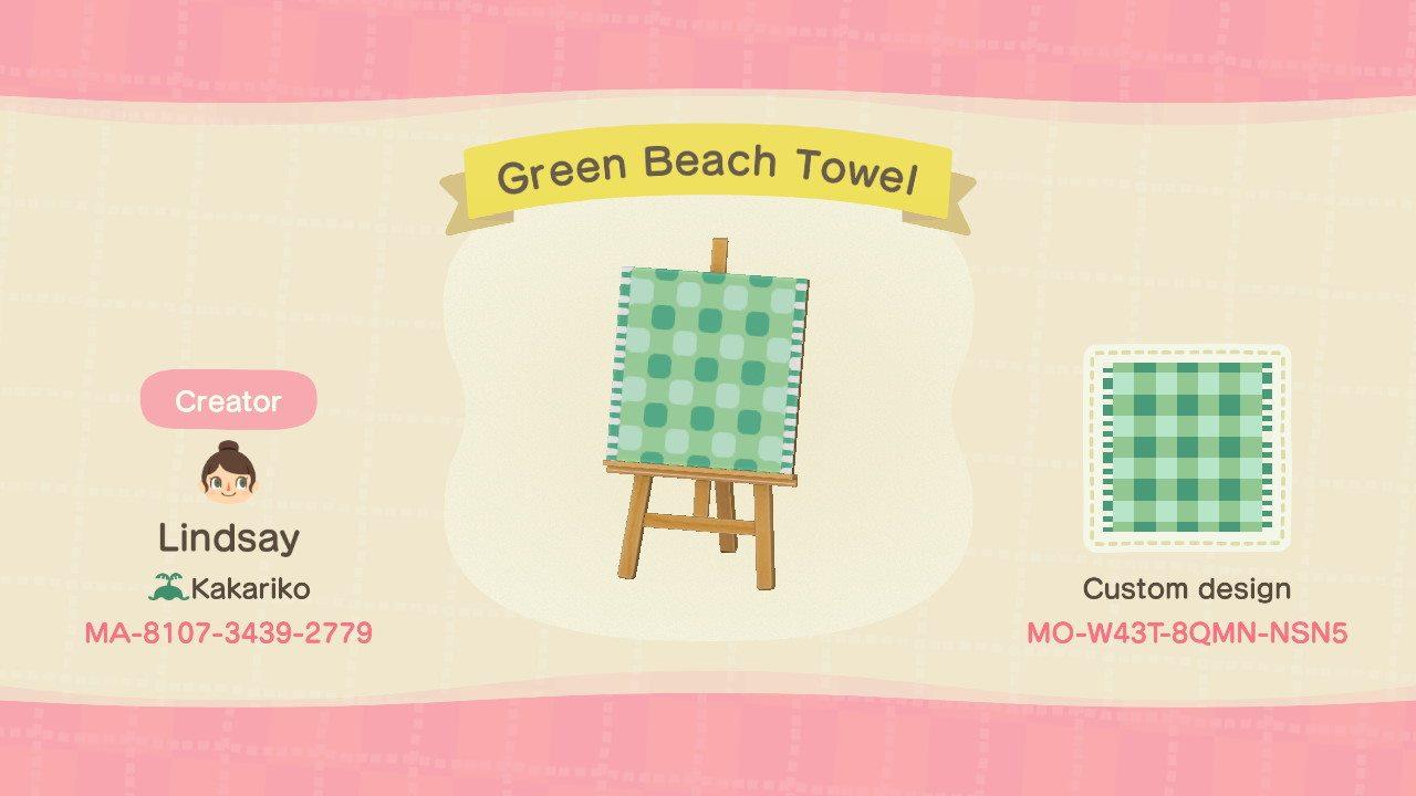 Animal Crossing Design Code: MO-W43T-8QMN-NSN5 Green Beach Towel
