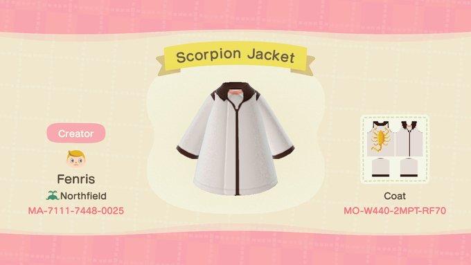 Animal Crossing Design Code: MO-W440-2MPT-RF70 Scorpion Jacket