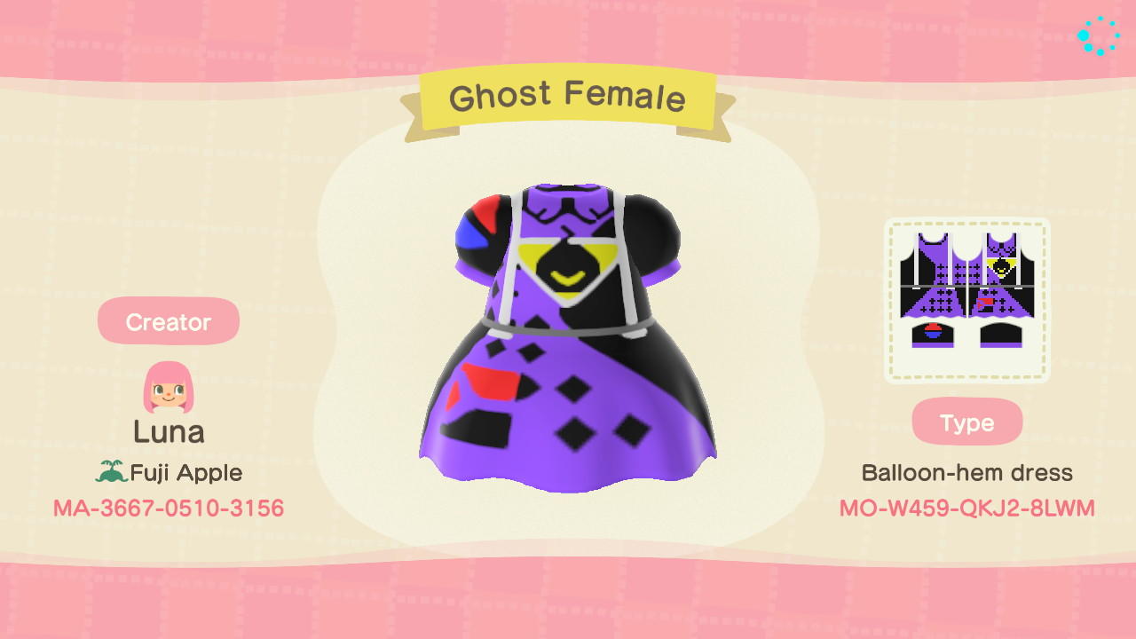 Animal Crossing Design Code: MO-W459-QKJ2-8LWM Ghost Female