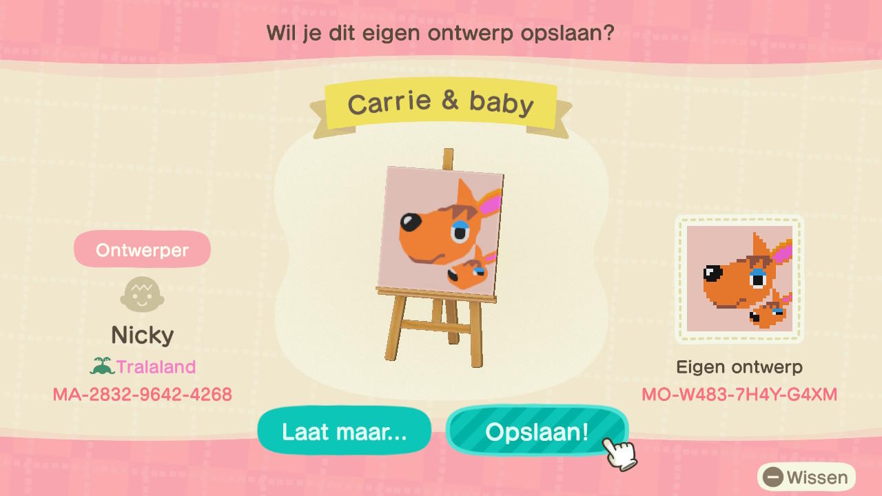 Animal Crossing Design Code: MO-W483-7H4Y-G4XM Carrie & baby