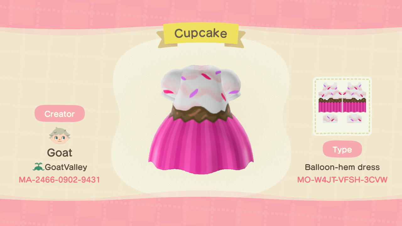 Animal Crossing Design Code: MO-W4JT-VFSH-3CVW Cupcake