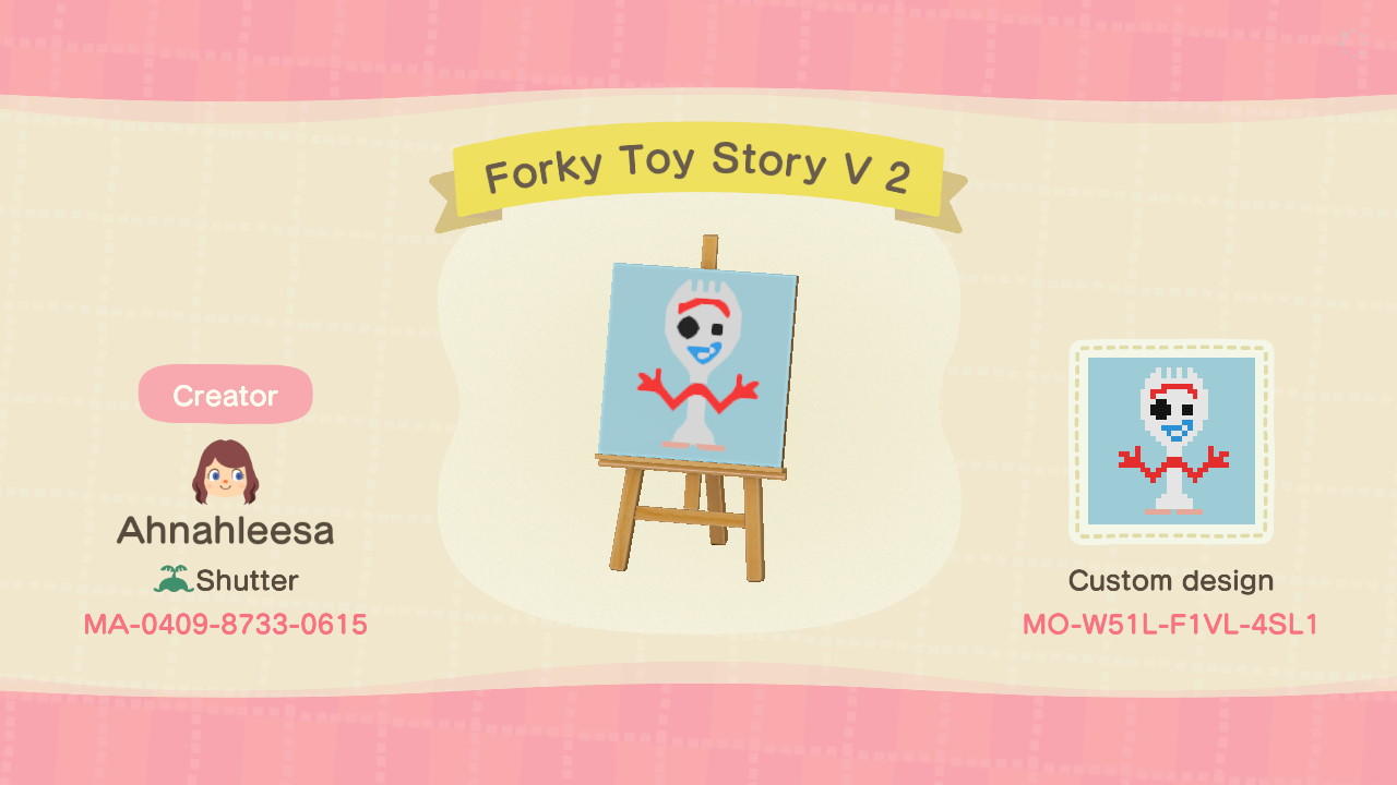 Animal Crossing Design Code: MO-W51L-F1VL-4SL1 Forky Toy Story V 2