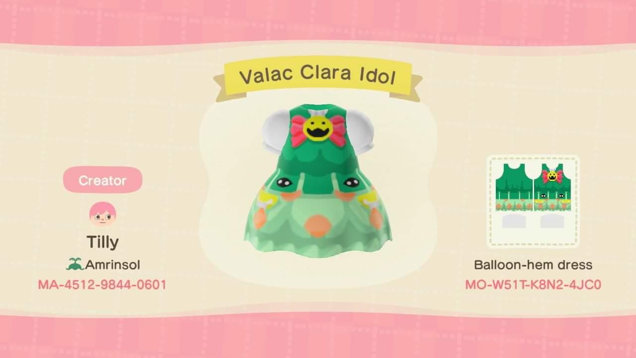 Animal Crossing Design Code: MO-W51T-K8N2-4JCO Valac Clara Idol