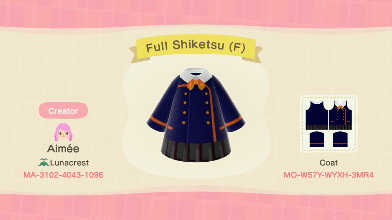 Animal Crossing Design Code: MO-W57Y-WYXH-3MR4 Full Shiketsu (F)